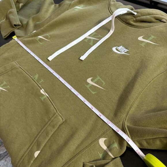 Nike Hoodie Dark Olive AOP Sportswear Club Fleece Embroidered Logo mens small - Picture 6 of 9